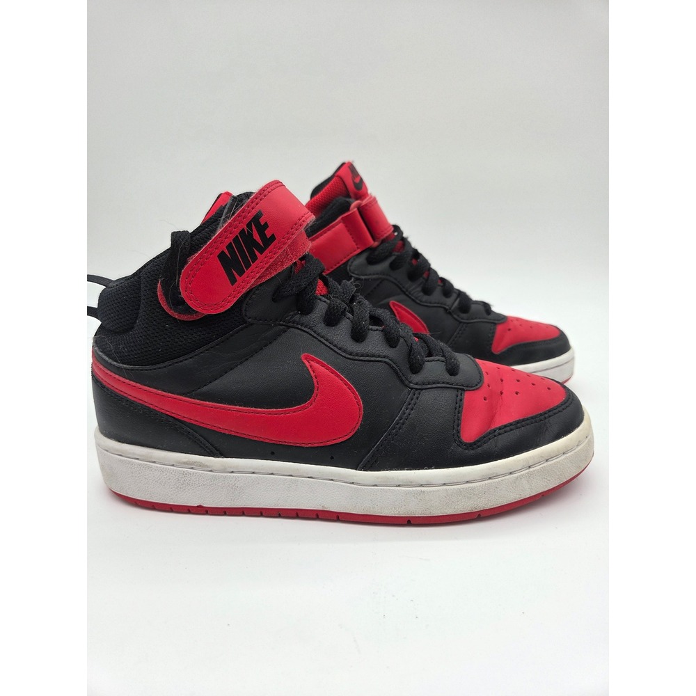 Nike Court Borough Mid 2 5Y Black Red Kids Sneakers CD7782-003 - Picture 2 of 9
